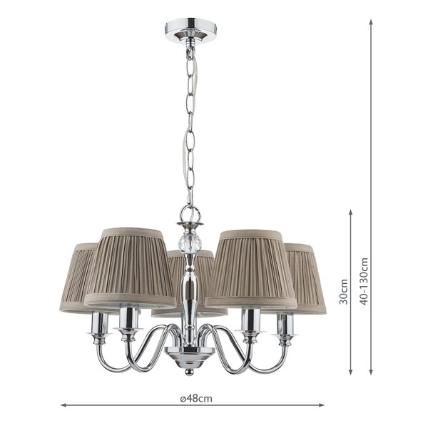 (image for) Laura Ashley Ellis 5lt Pendant Polished Chrome With Shades